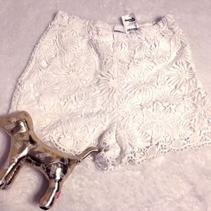 White Charlotte Russe Flower Shorts